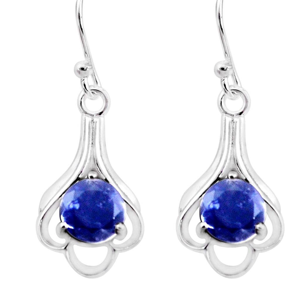 5.21cts natural blue iolite 925 sterling silver dangle earrings jewelry p17693