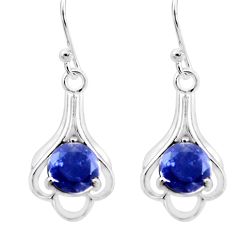 4.53cts natural blue iolite 925 sterling silver dangle earrings jewelry p17694