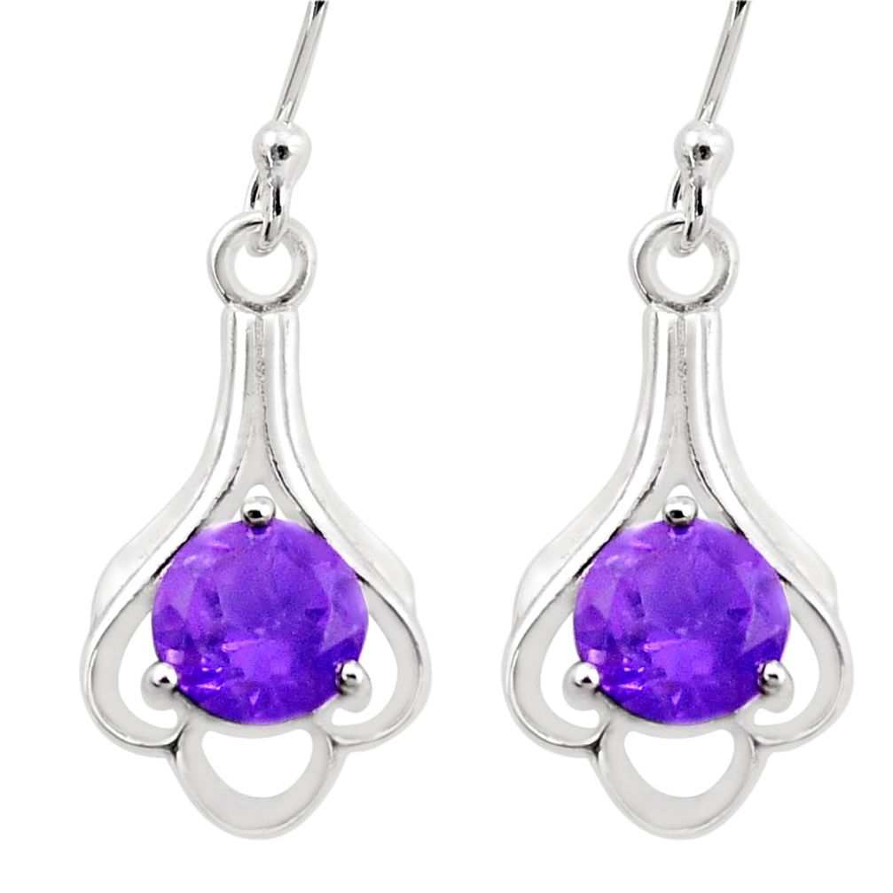 925 sterling silver 4.34cts natural purple amethyst dangle earrings p17696