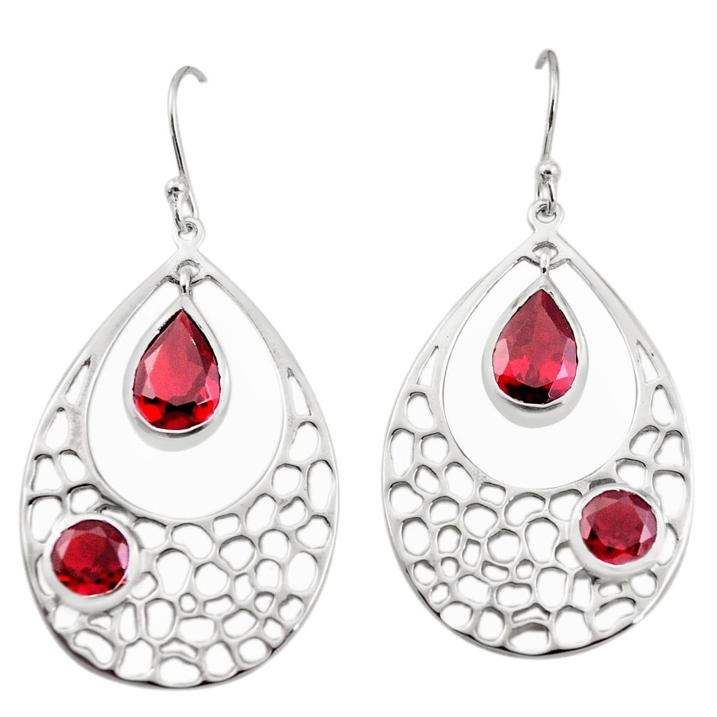 925 sterling silver 8.87cts natural red garnet dangle earrings jewelry p17718