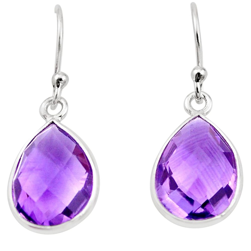 7.63cts natural purple amethyst 925 sterling silver dangle earrings p17748