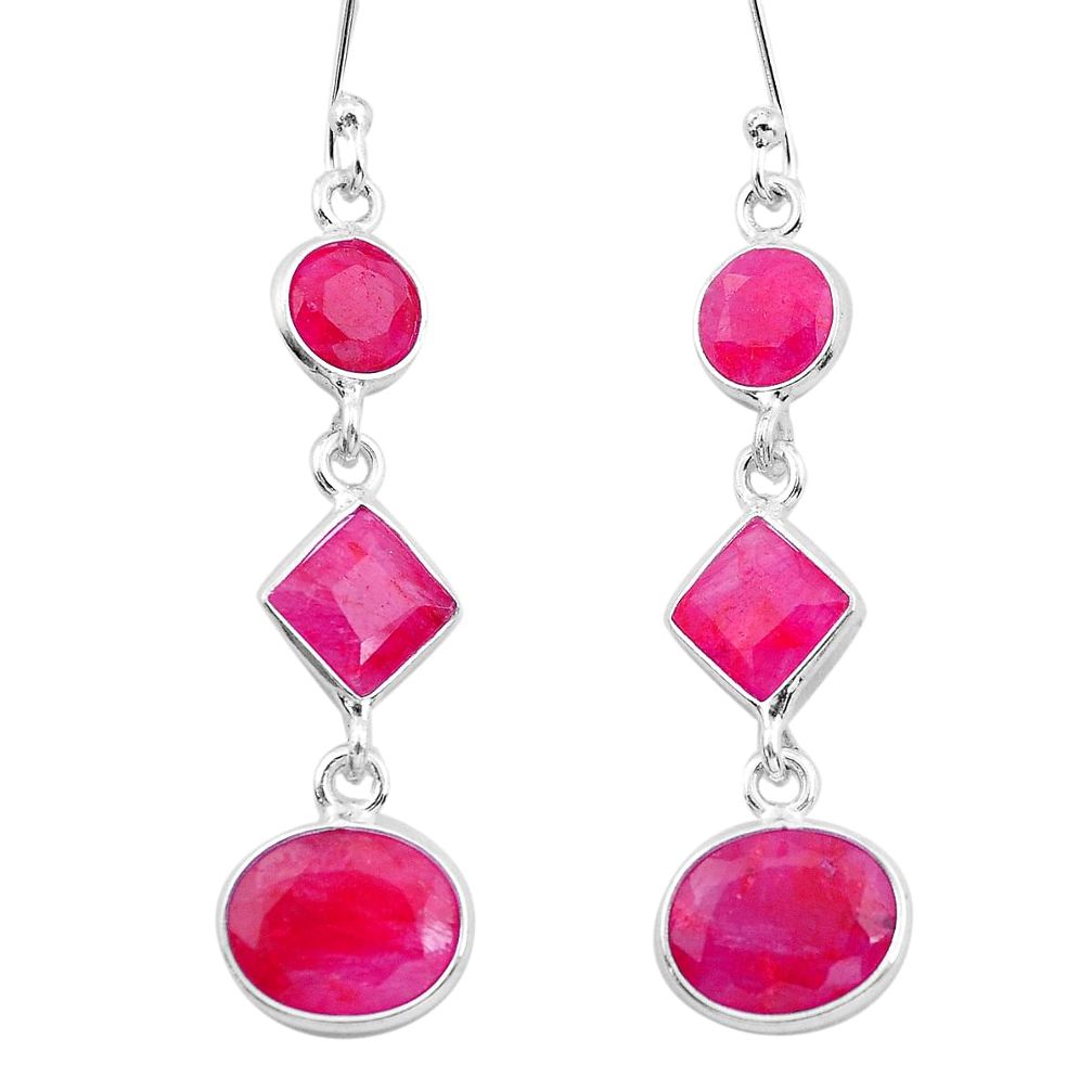 925 sterling silver 11.93cts natural red ruby dangle earrings jewelry p20452