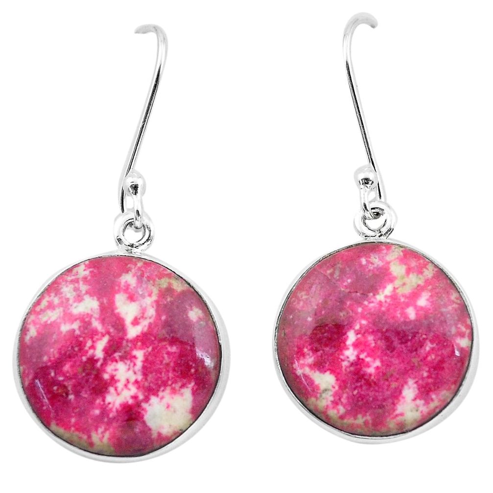 16.85cts natural pink thulite 925 sterling silver dangle earrings p20526