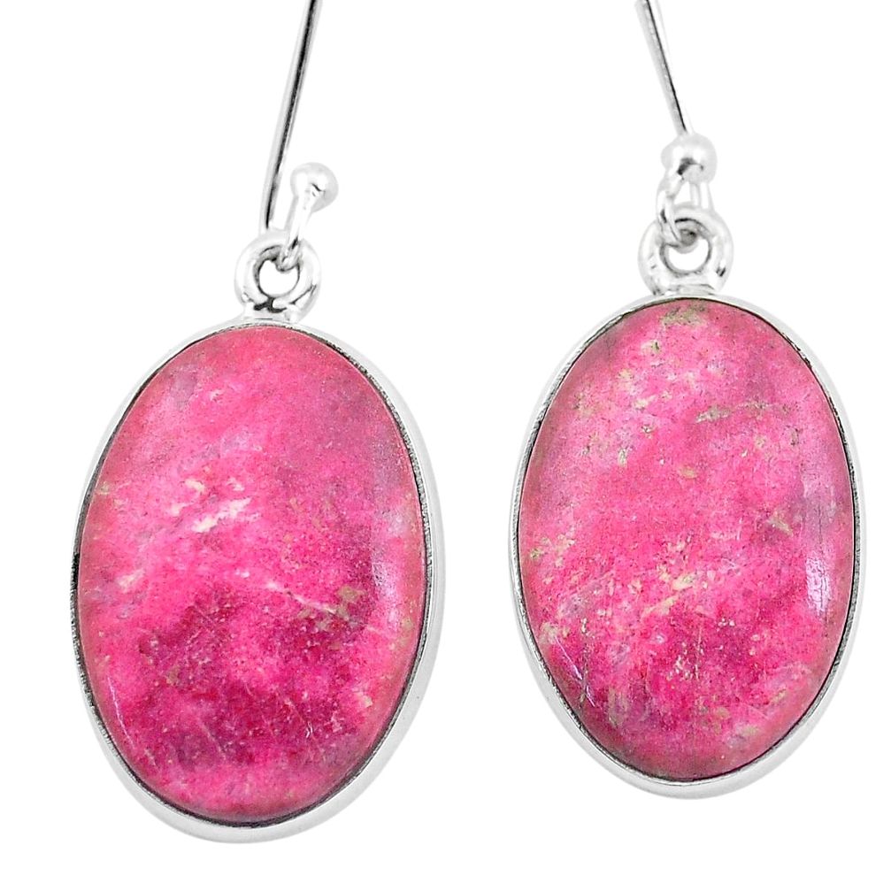 925 sterling silver 18.46cts natural pink thulite dangle earrings p20529