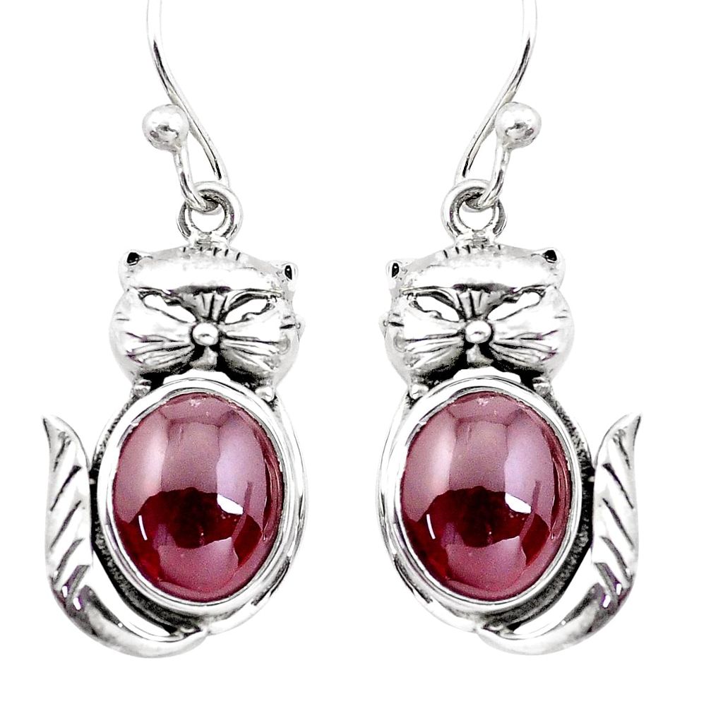 925 sterling silver 2.07cts natural red garnet cat earrings jewelry p20667