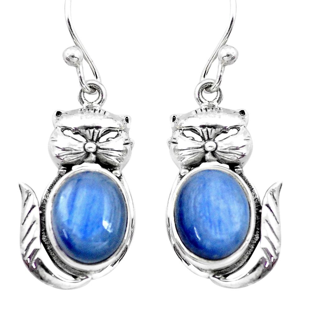 8.70cts natural blue kyanite 925 sterling silver cat earrings jewelry p20677