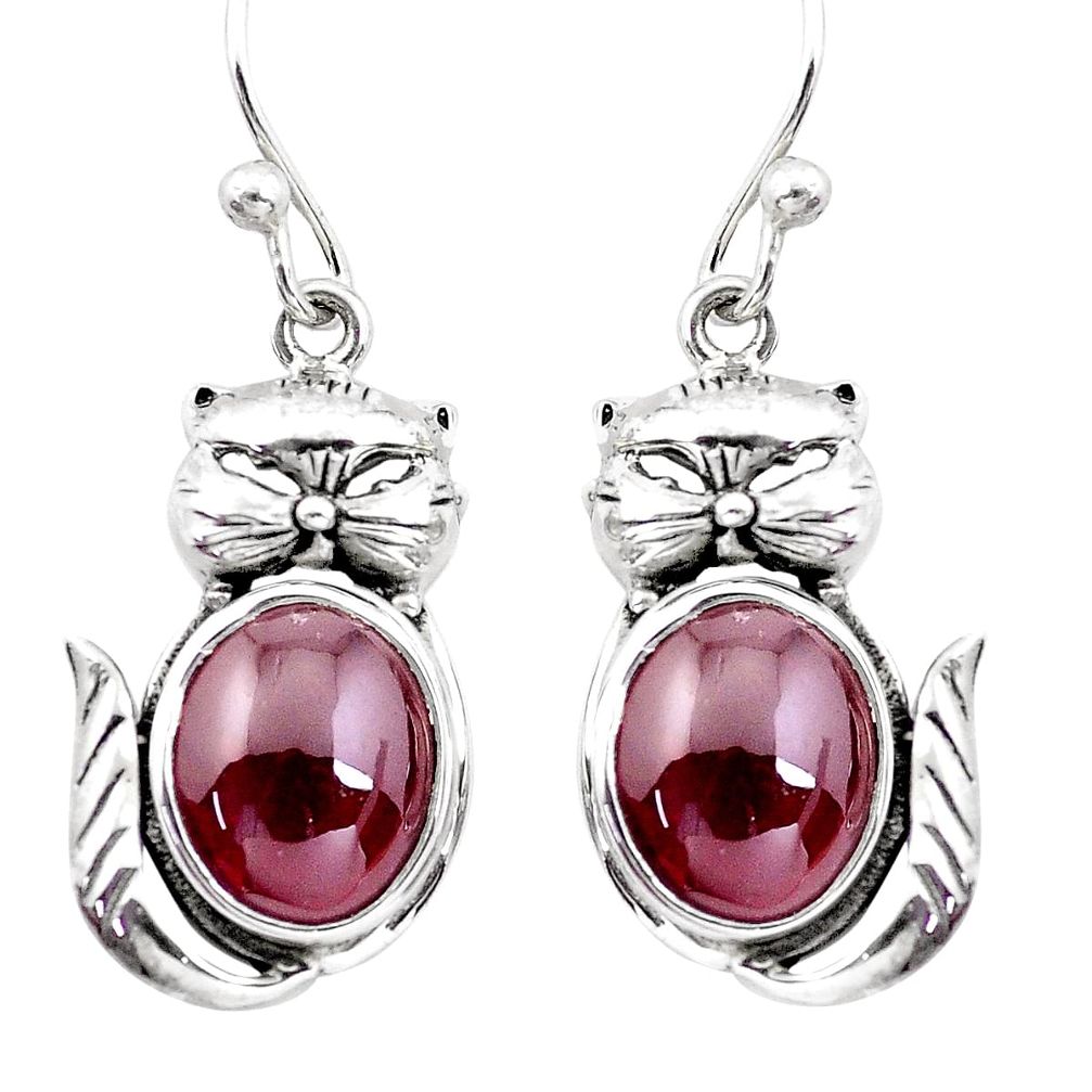 8.27cts natural red garnet 925 sterling silver cat earrings jewelry p20682