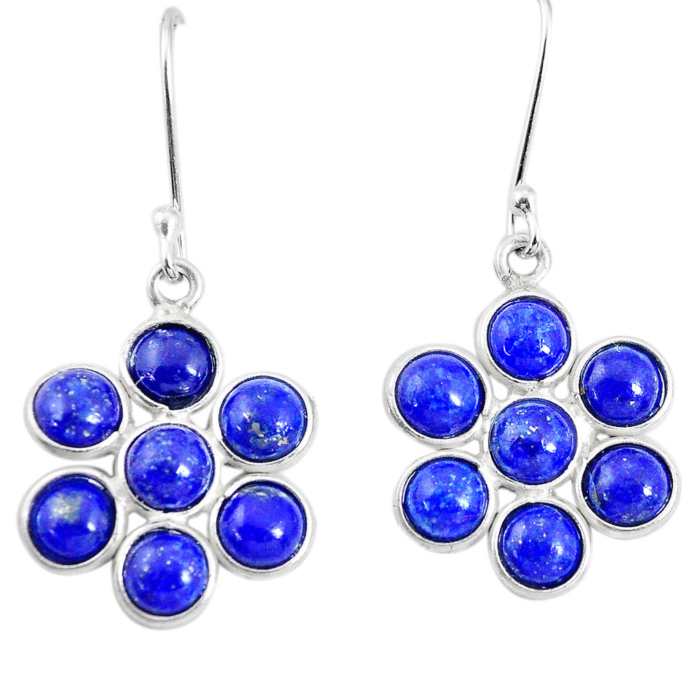 925 silver 10.89cts natural blue lapis lazuli round chandelier earrings p21255