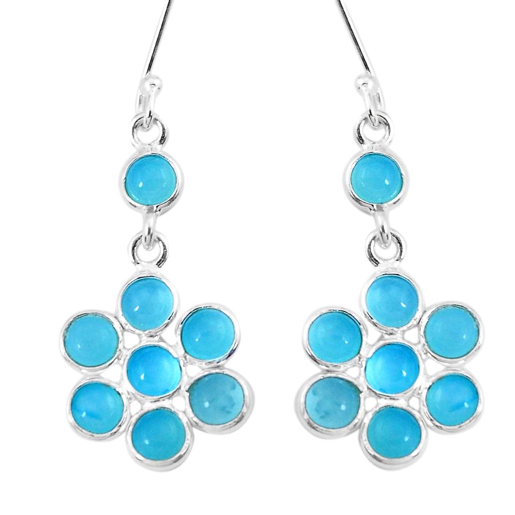 9.74cts natural aqua chalcedony 925 sterling silver chandelier earrings p21257