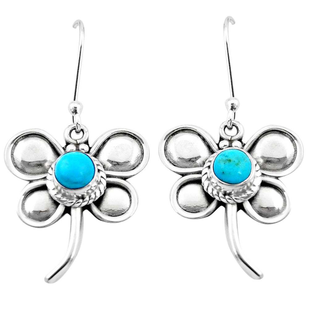 925 silver 6.26cts blue arizona mohave turquoise dragonfly earrings p21285