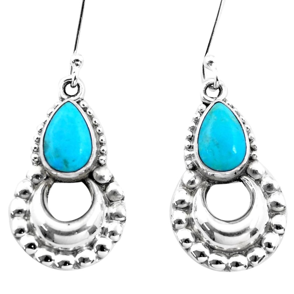 4.22cts blue arizona mohave turquoise 925 sterling silver dangle earrings p21288