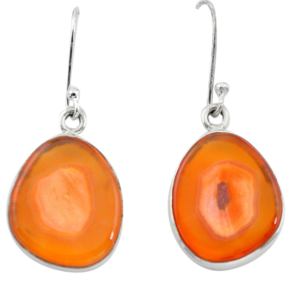 925 silver 15.55cts natural orange botswana druzy agate dangle earrings p21304