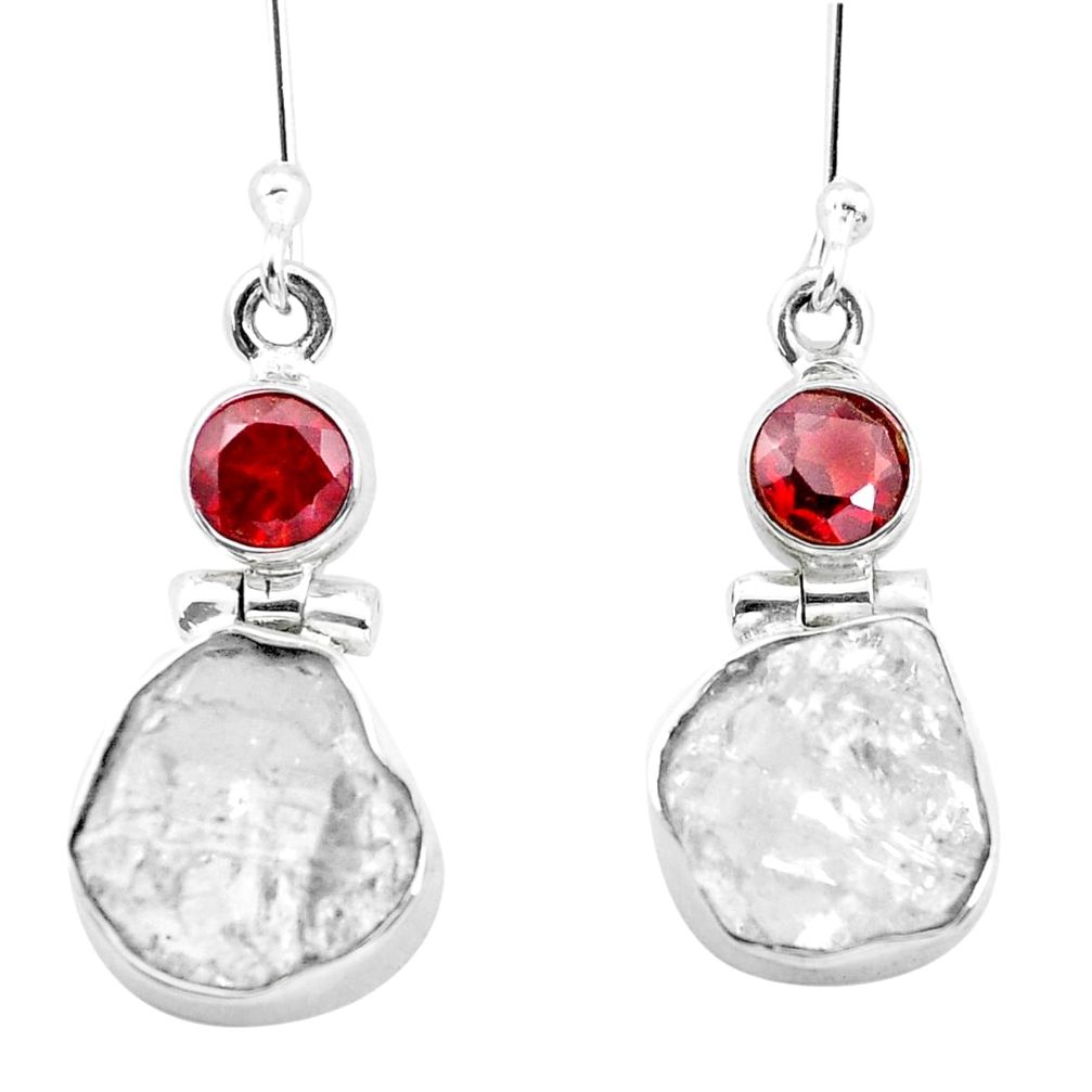 925 silver 11.21cts natural white herkimer diamond garnet dangle earrings p21309