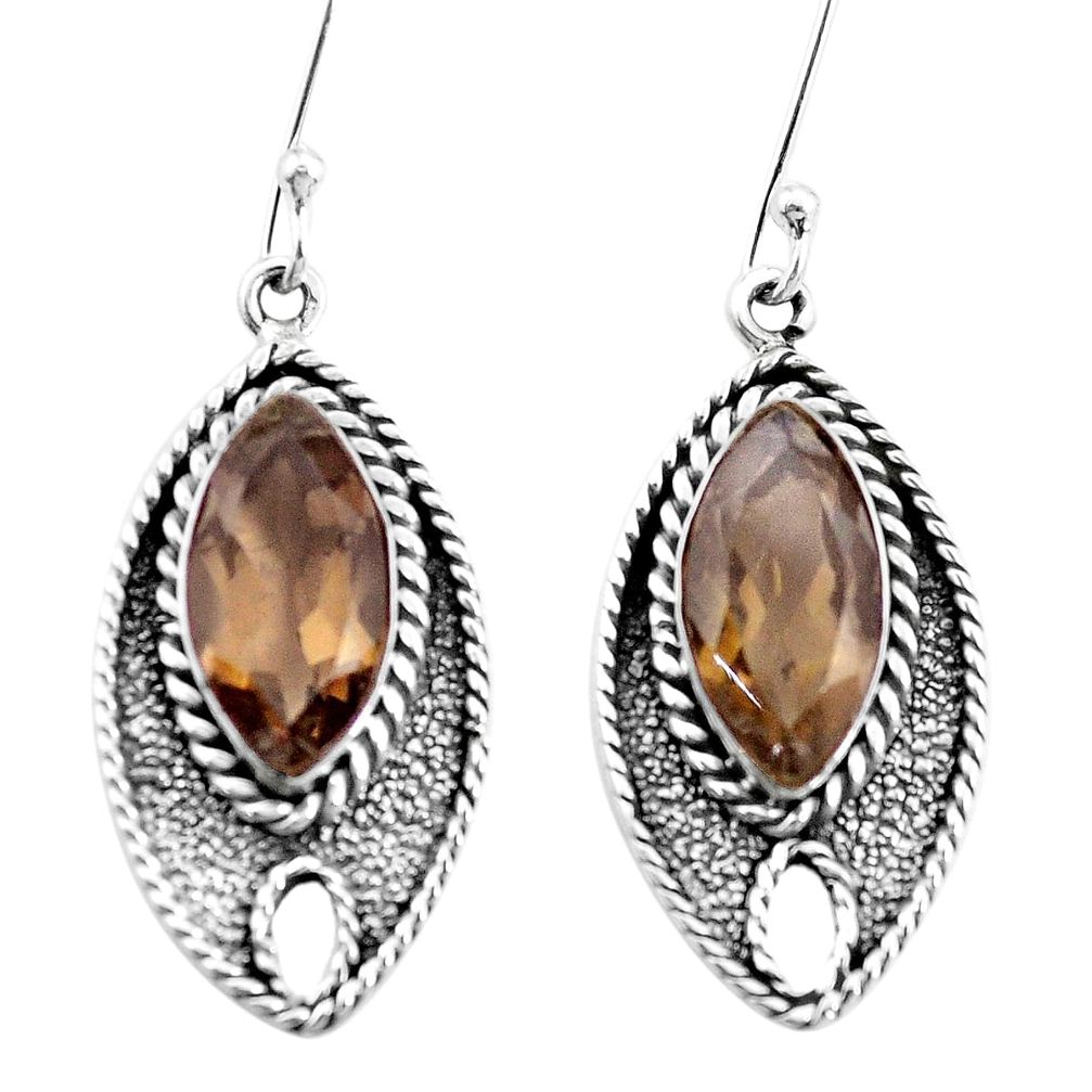 14.14cts brown smoky topaz 925 sterling silver dangle earrings jewelry p21702