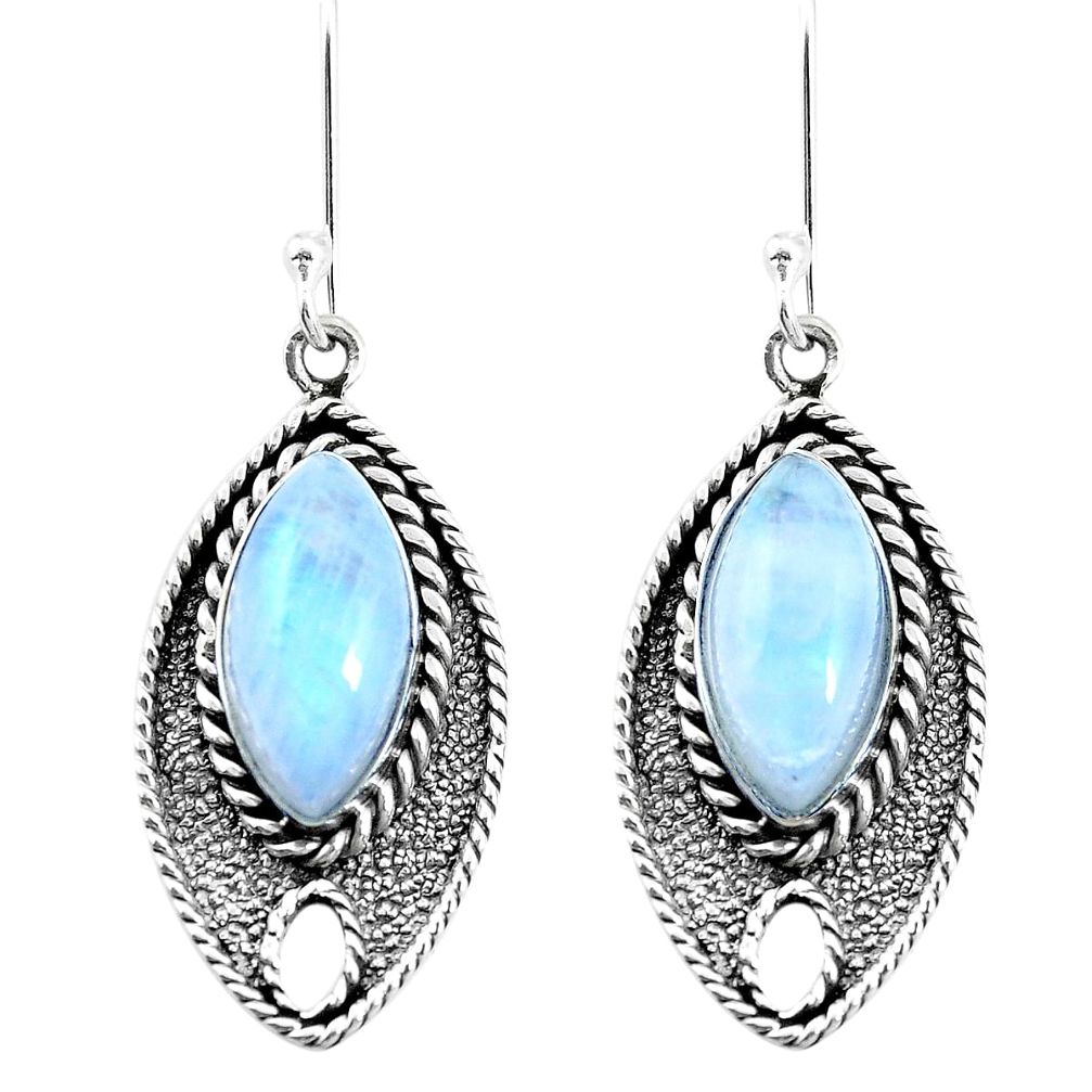 15.55cts natural rainbow moonstone 925 sterling silver dangle earrings p21717