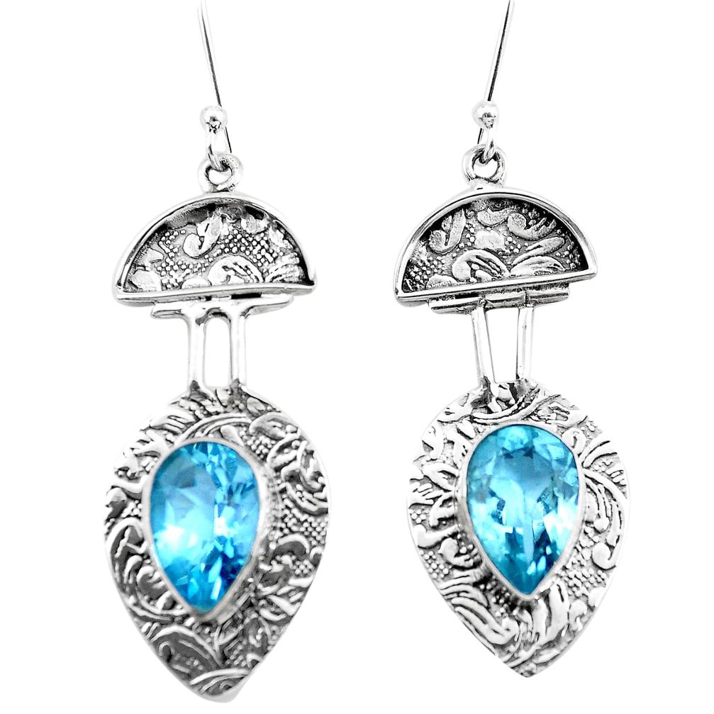 8.69cts natural blue topaz 925 sterling silver dangle earrings jewelry p21769