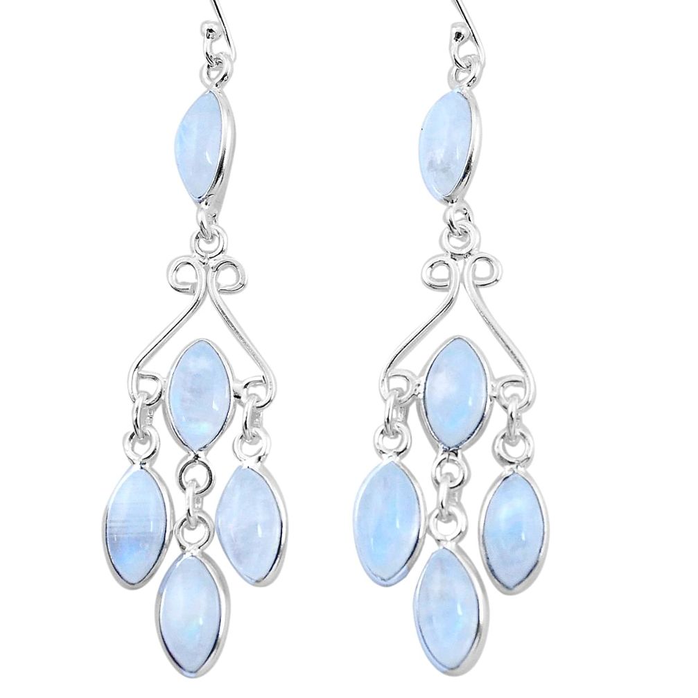 18.85cts natural rainbow moonstone 925 silver chandelier earrings p21894