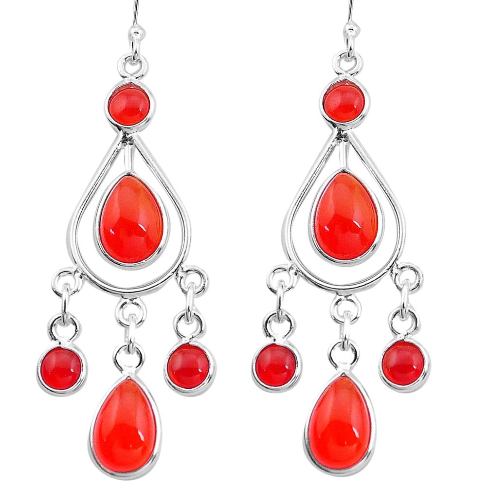 13.85cts natural orange cornelian 925 silver chandelier earrings jewelry p21907