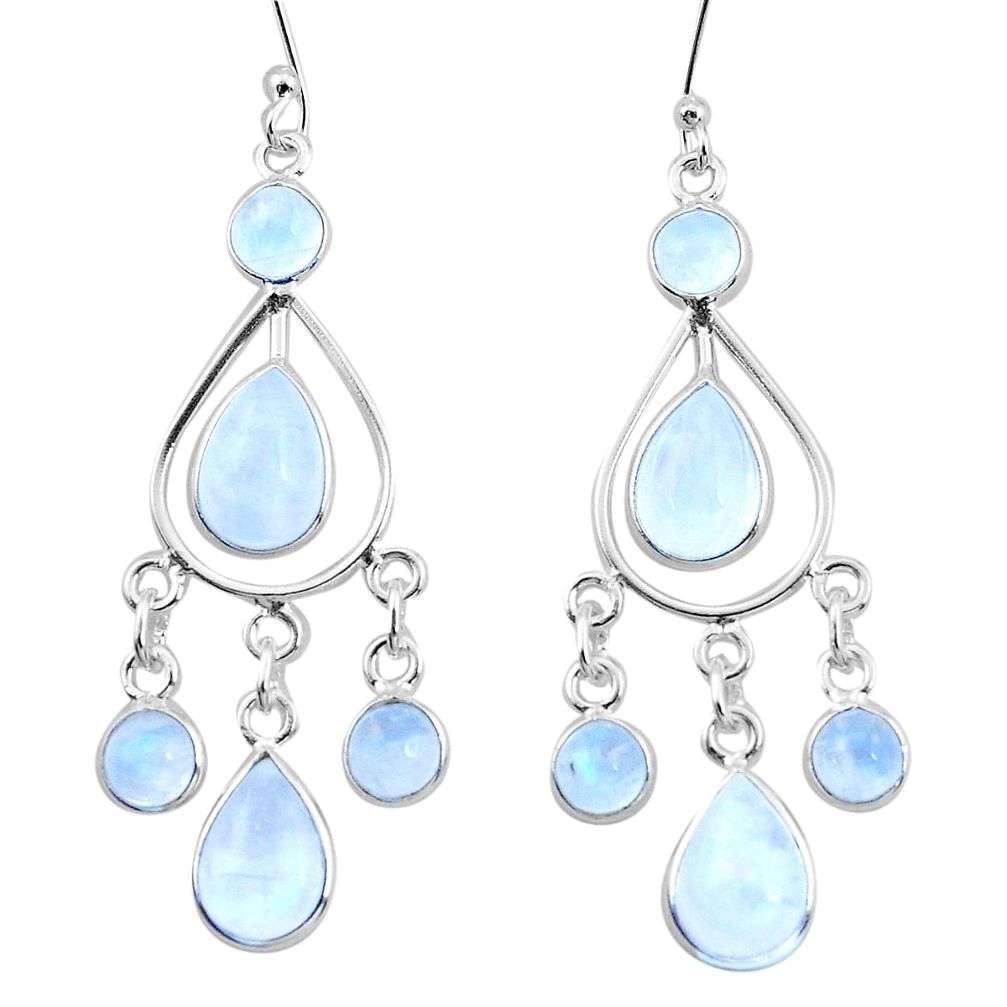 14.40cts natural rainbow moonstone 925 silver chandelier earrings jewelry p21915