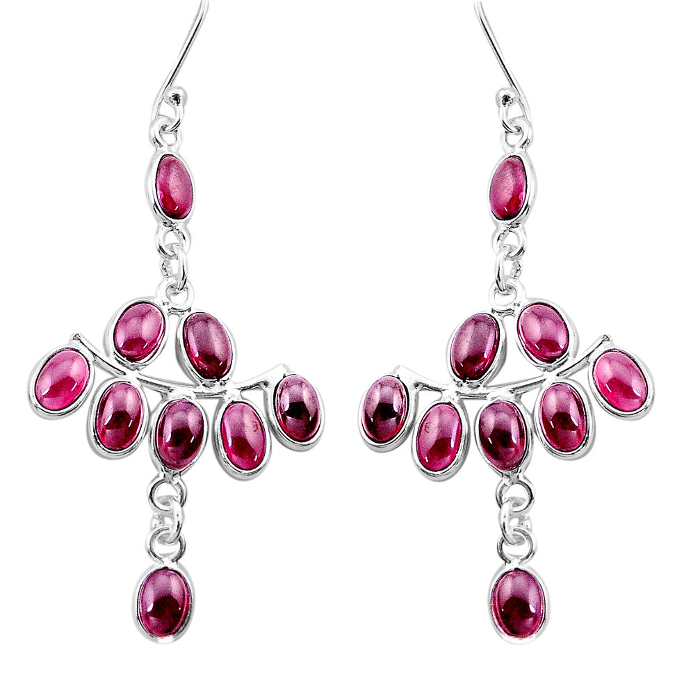 16.86cts natural red garnet 925 sterling silver chandelier earrings p21921