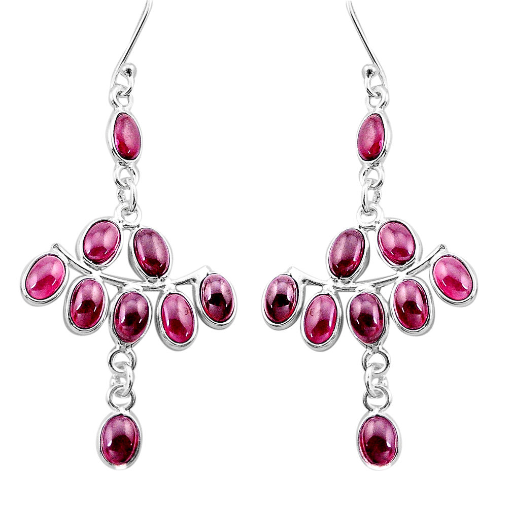 16.86cts natural red garnet 925 sterling silver chandelier earrings p21922