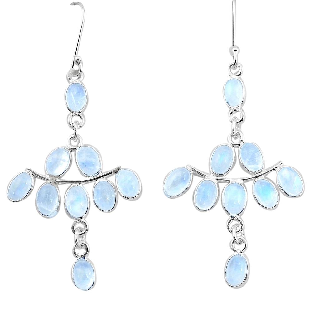 925 sterling silver 15.34cts natural rainbow moonstone dangle earrings p21958