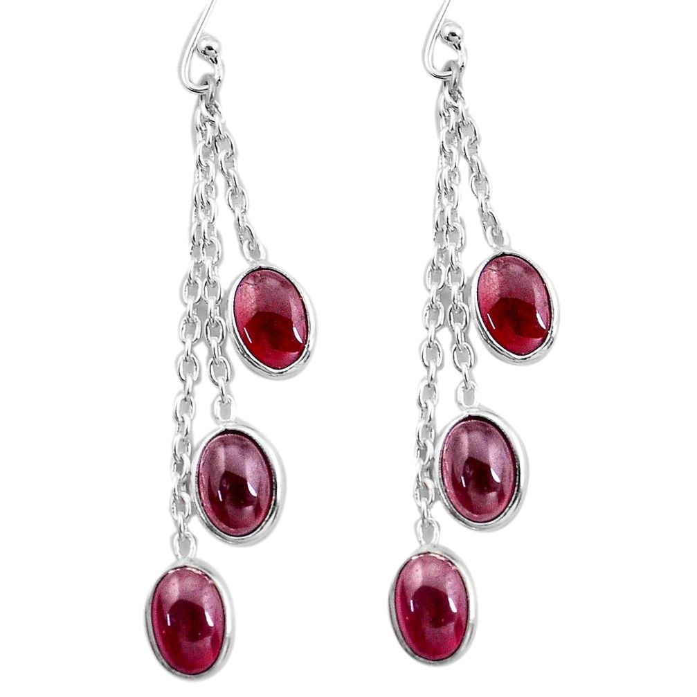 11.93cts natural red garnet 925 sterling silver dangle earrings jewelry p21982