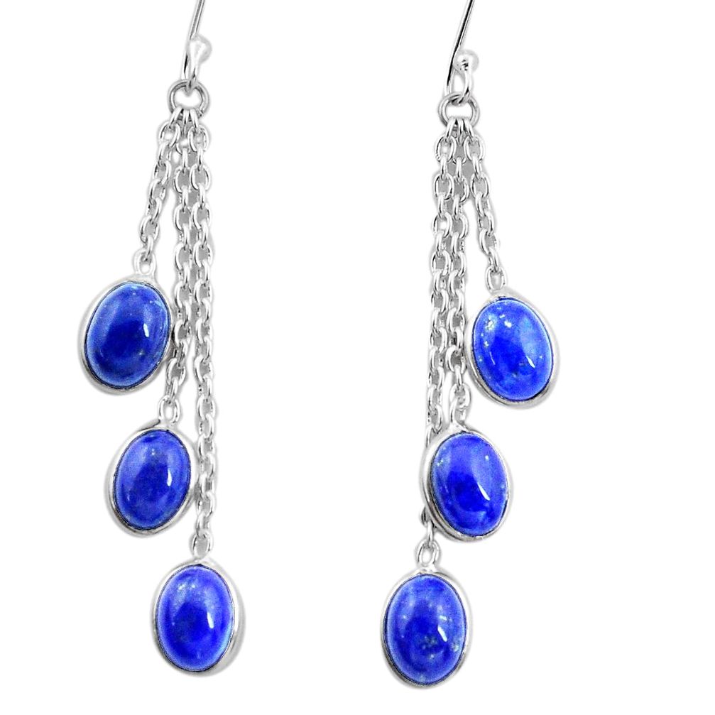 925 sterling silver 12.54cts natural blue lapis lazuli dangle earrings p21990