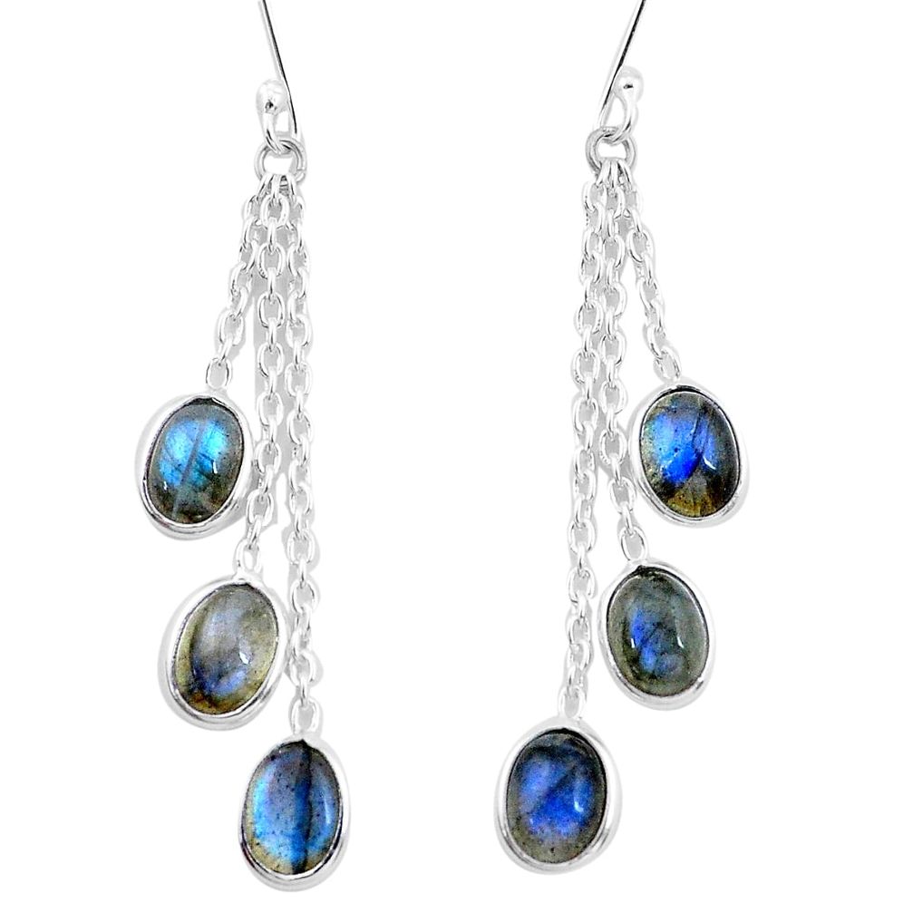 11.26cts natural blue labradorite 925 sterling silver dangle earrings p21996