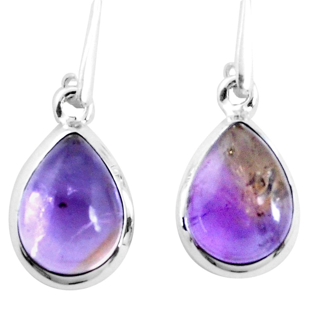 925 sterling silver 12.05cts natural purple ametrine dangle earrings p22387