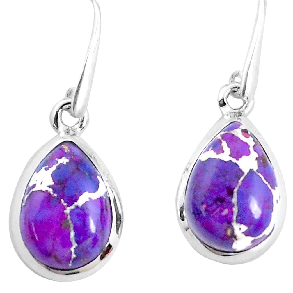 10.76cts purple copper turquoise 925 sterling silver dangle earrings p22397