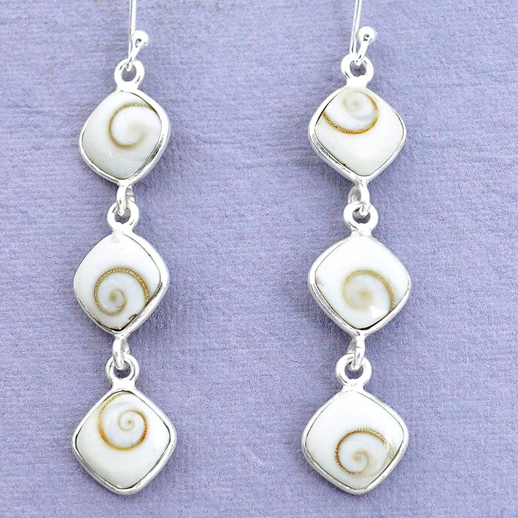 925 sterling silver 12.38cts natural white shiva eye dangle earrings p22453