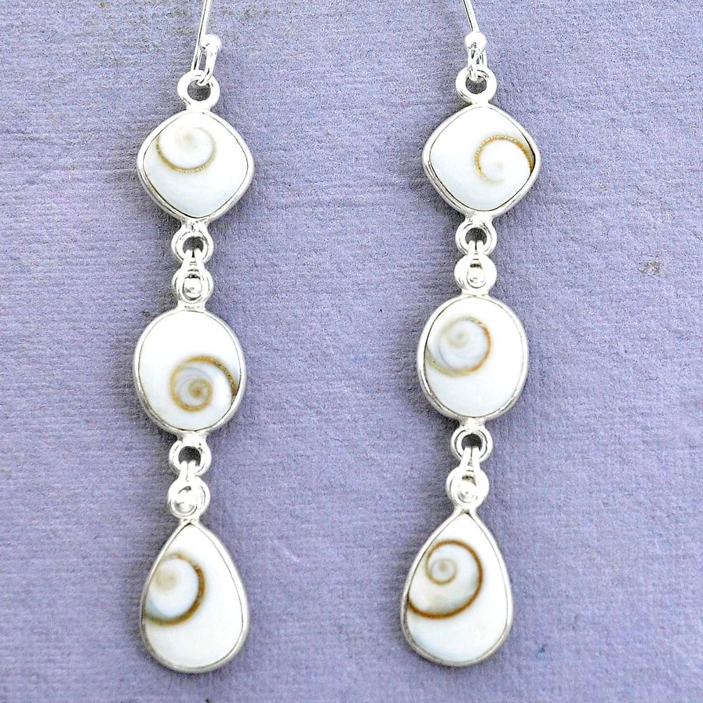 925 sterling silver 14.59cts natural white shiva eye dangle earrings p22456