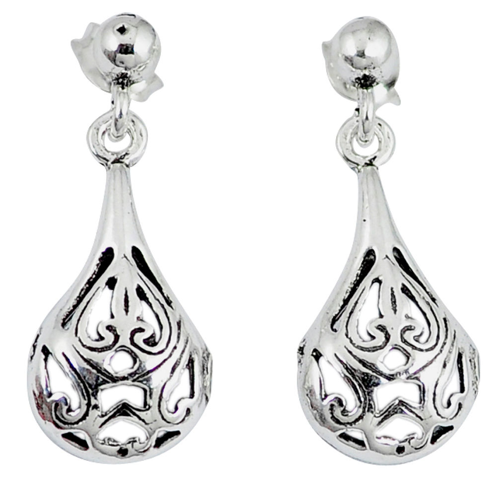 Indonesian bali style solid 925 sterling silver dangle earrings jewelry p2264