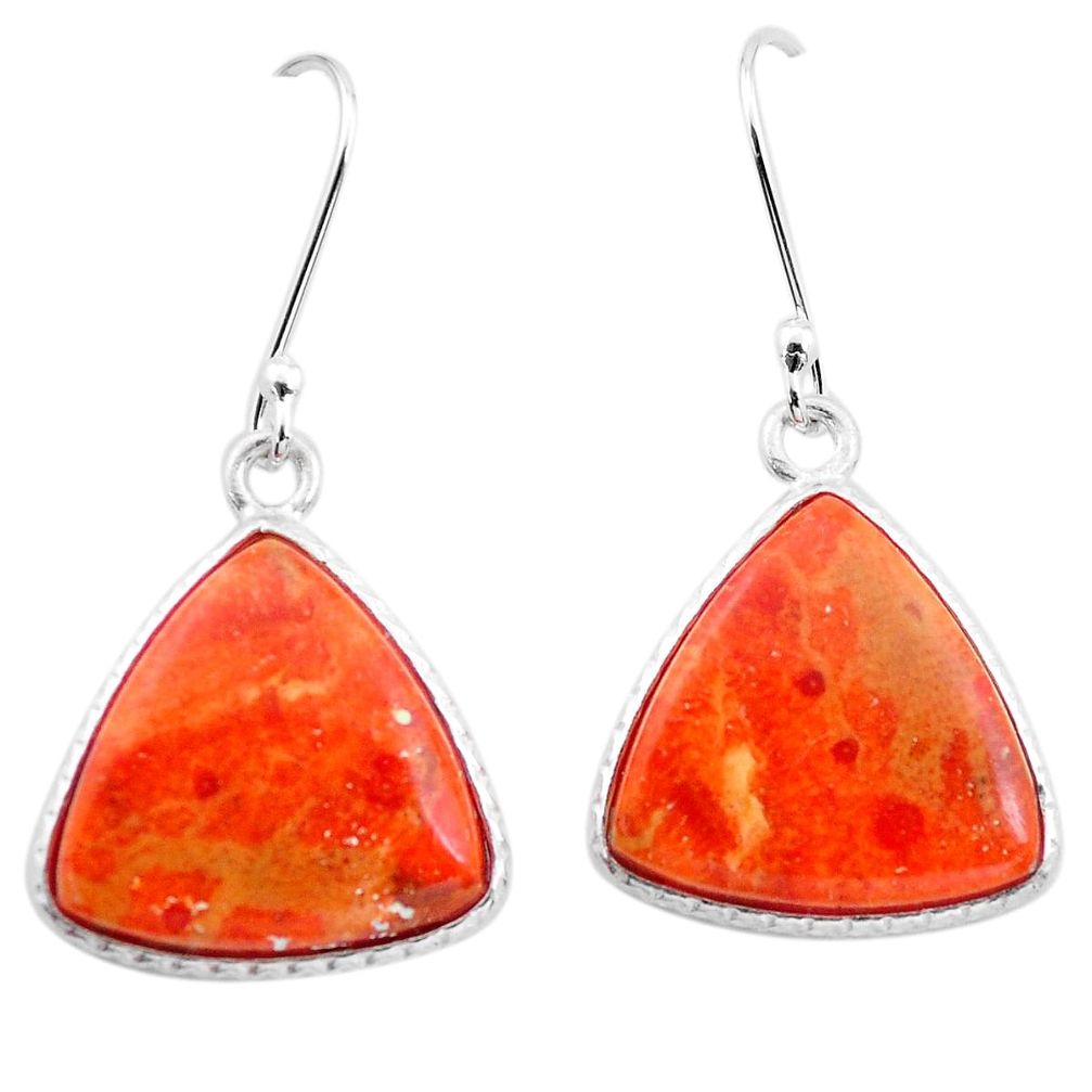 925 sterling silver 12.83cts red copper turquoise dangle earrings jewelry p22931