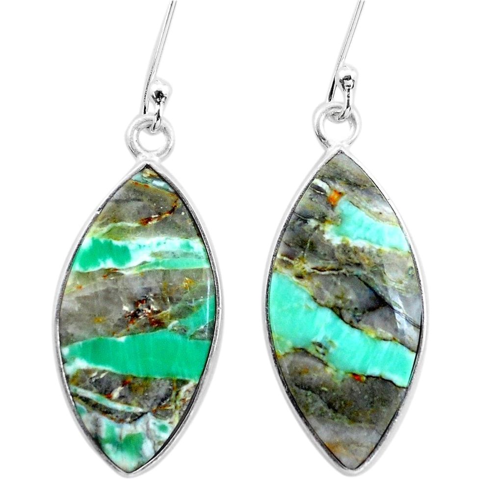 925 sterling silver 12.09cts natural green variscite dangle earrings p22997