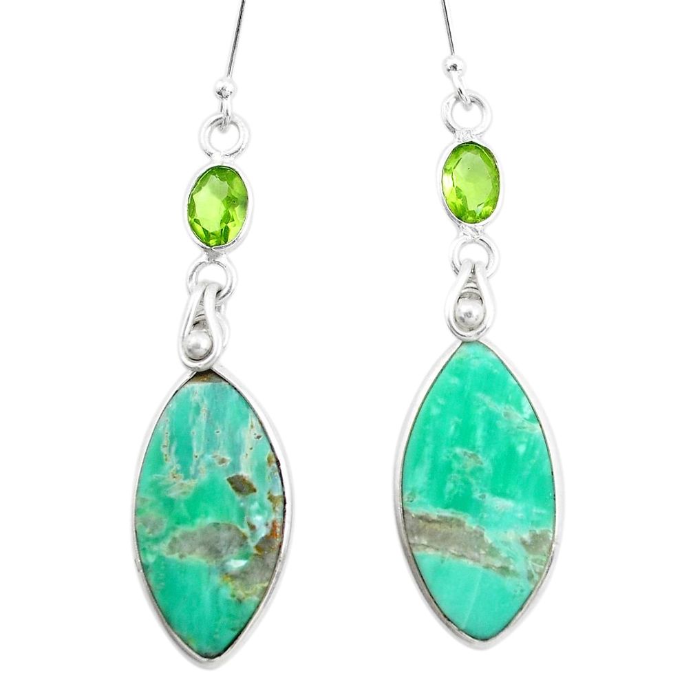 925 silver 15.25cts natural green variscite peridot dangle earrings p24507