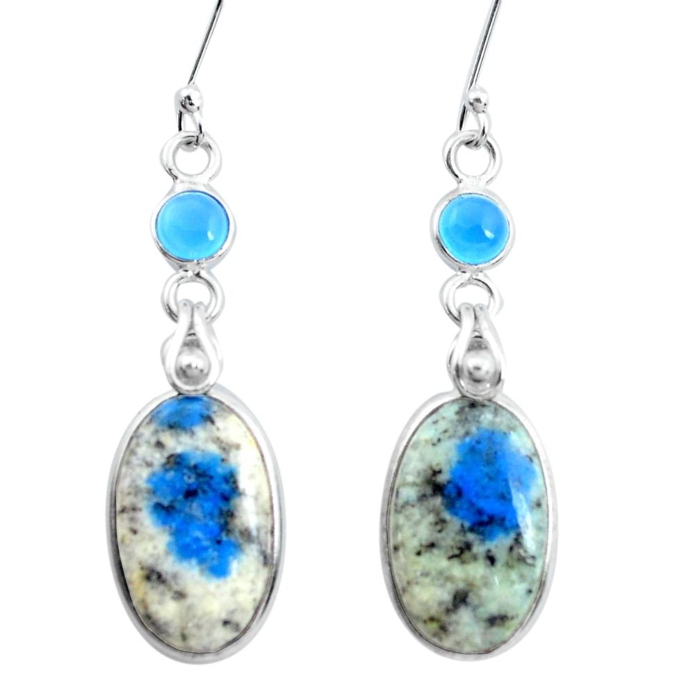 925 silver natural k2 blue (azurite in quartz) chalcedony earrings p24594