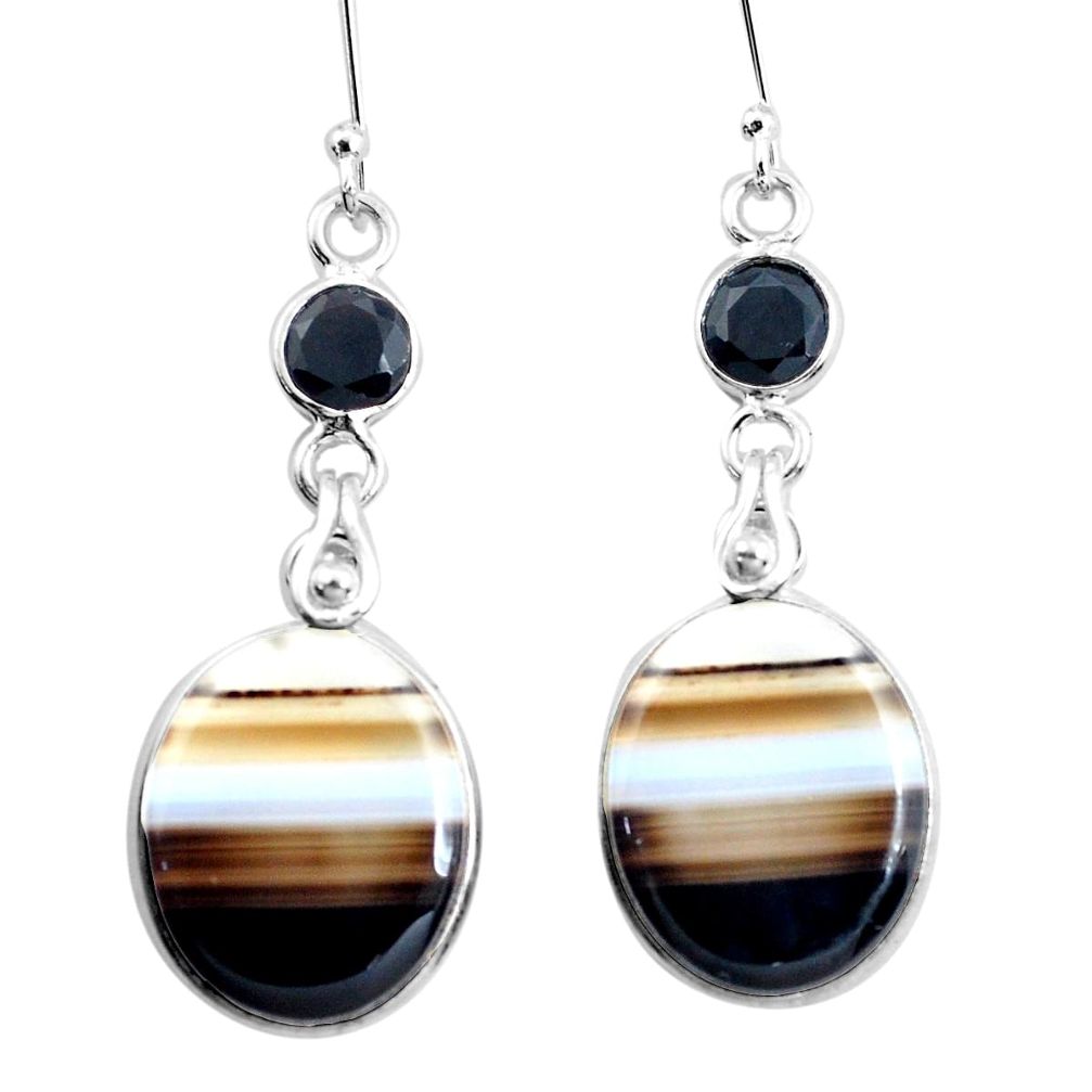 925 silver 18.15cts natural black botswana agate onyx dangle earrings p24664