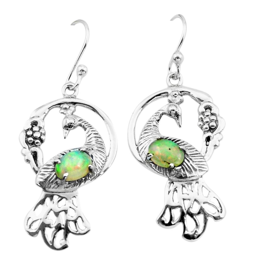 925 silver 3.14cts natural multi color ethiopian opal peacock earrings p25384