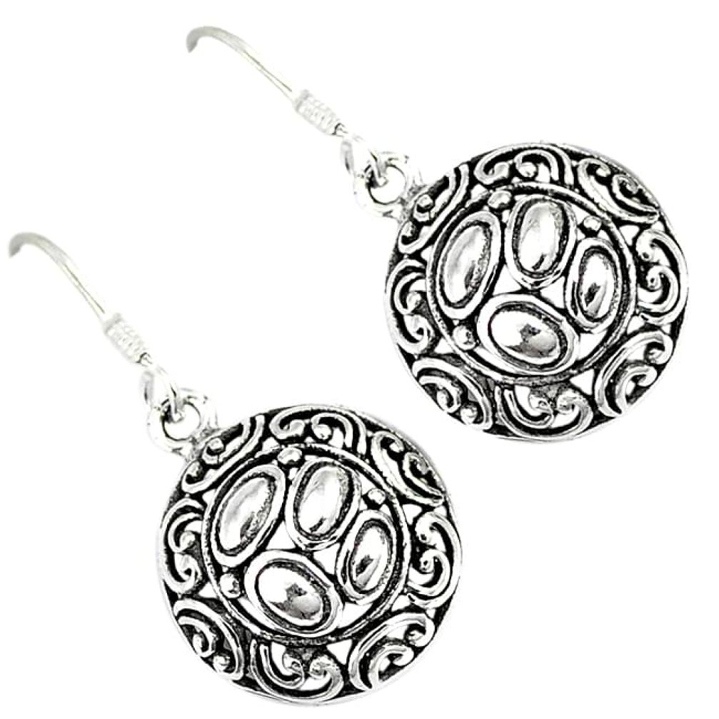 Indonesian bali style solid 925 silver dangle designer round earrings p2552