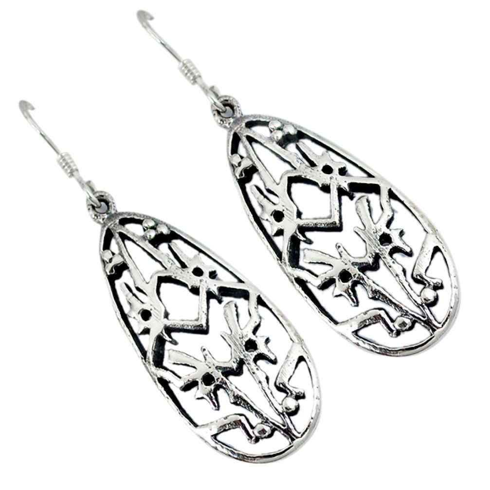 Indonesian bali style solid 925 sterling solid silver dangle earrings p2566