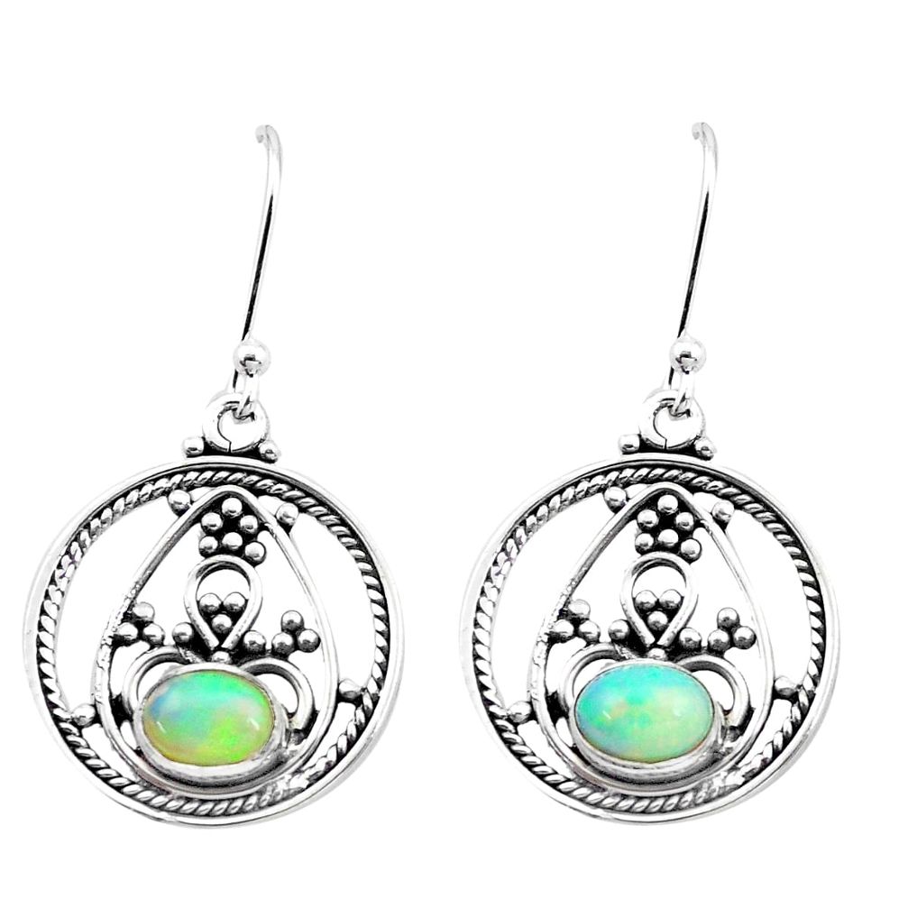 3.16cts natural multi color ethiopian opal 925 sterling silver earrings p25705