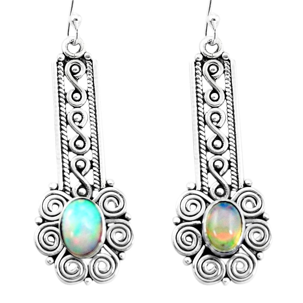 3.32cts natural multi color ethiopian opal 925 sterling silver earrings p25707