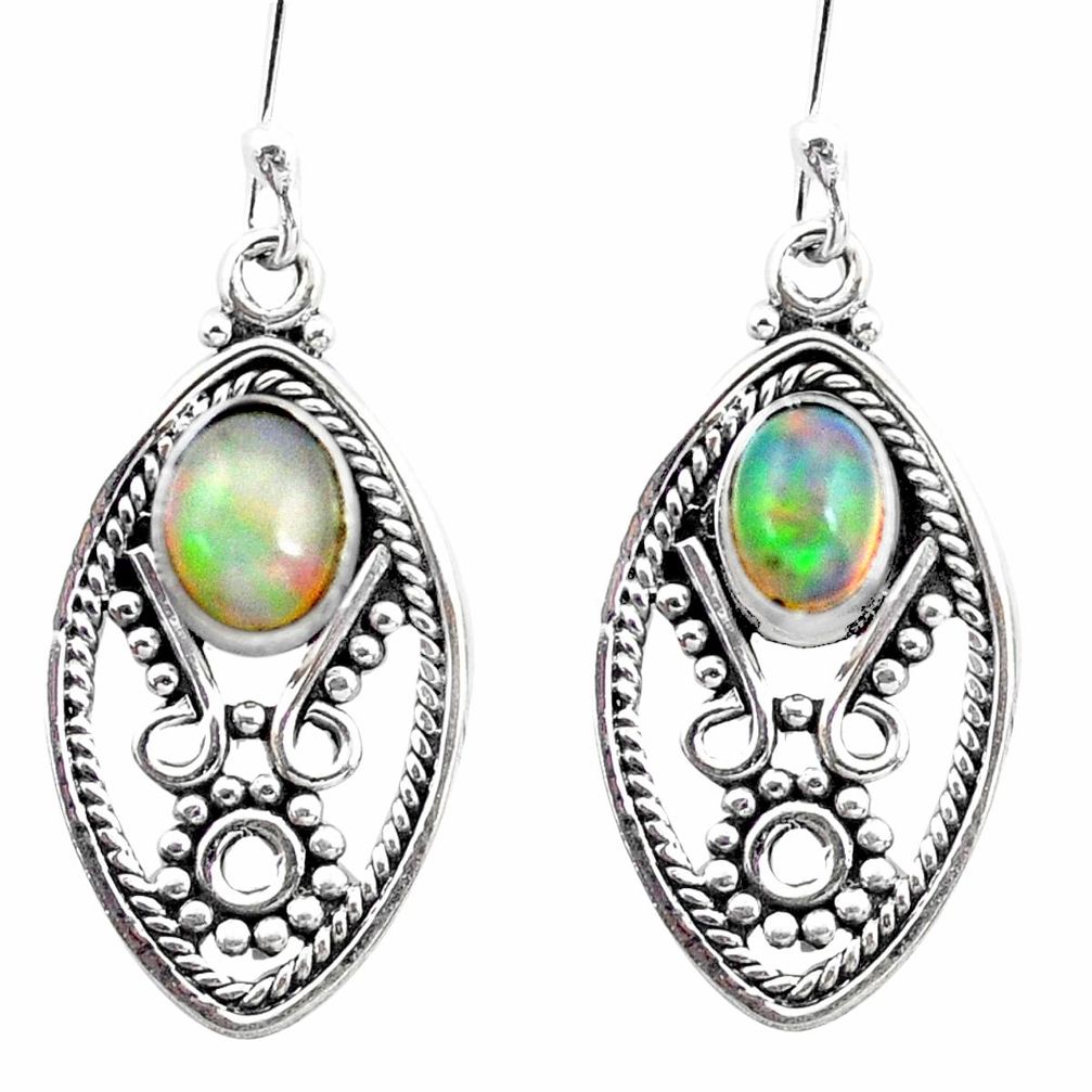 925 silver 2.97cts natural multi color ethiopian opal dangle earrings p25728