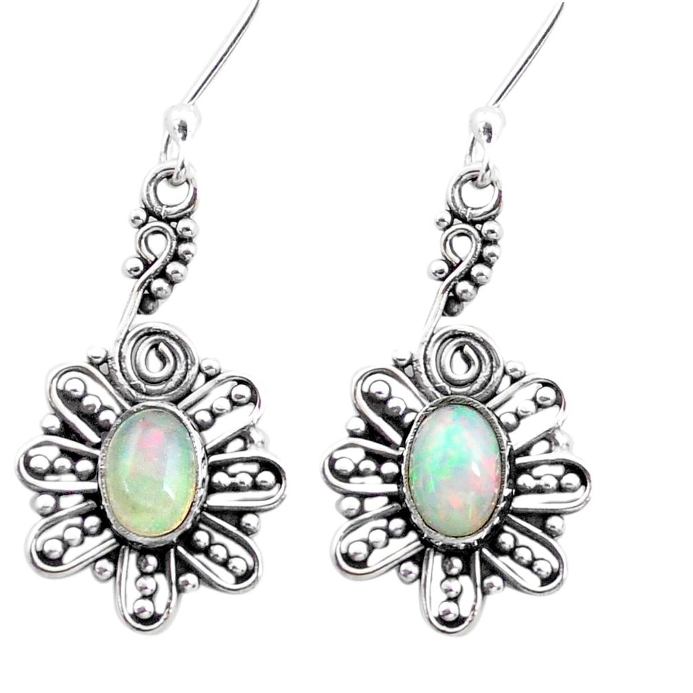 3.52cts natural multi color ethiopian opal 925 silver dangle earrings p25735
