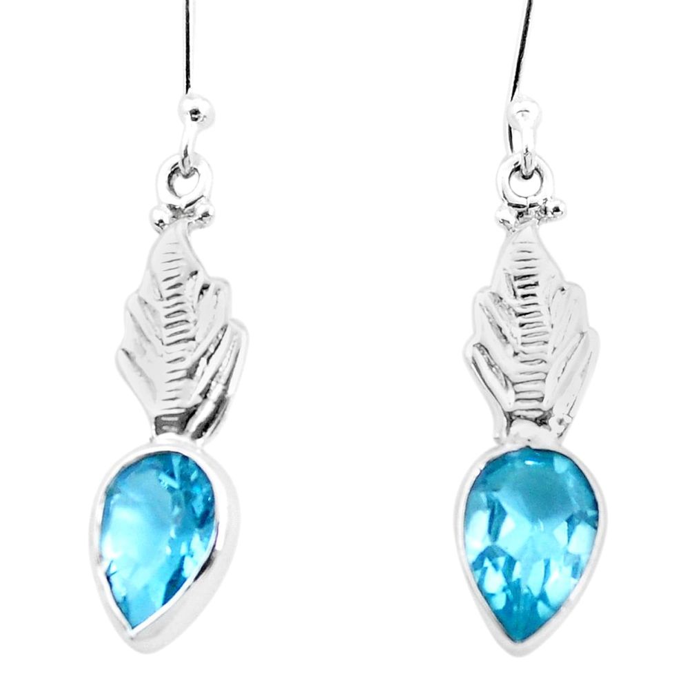 4.82cts natural blue topaz 925 sterling silver dangle earrings jewelry p25745