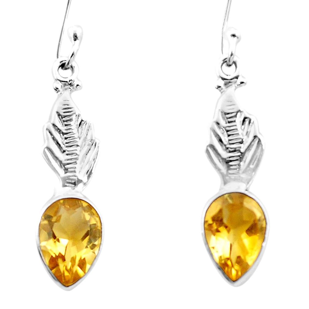 4.82cts natural yellow citrine 925 sterling silver dangle earrings p25748