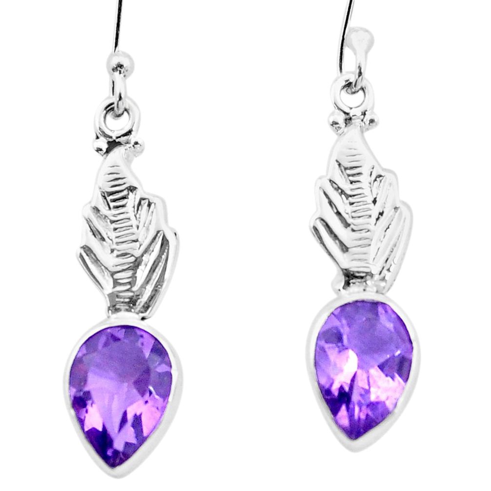 925 sterling silver 4.38cts natural purple amethyst dangle earrings p25752