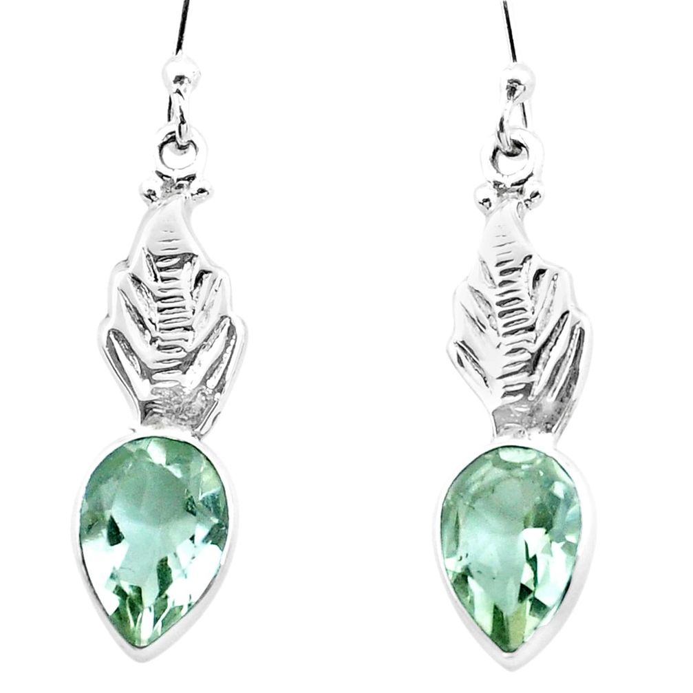 925 sterling silver 5.11cts natural green amethyst dangle earrings p25760